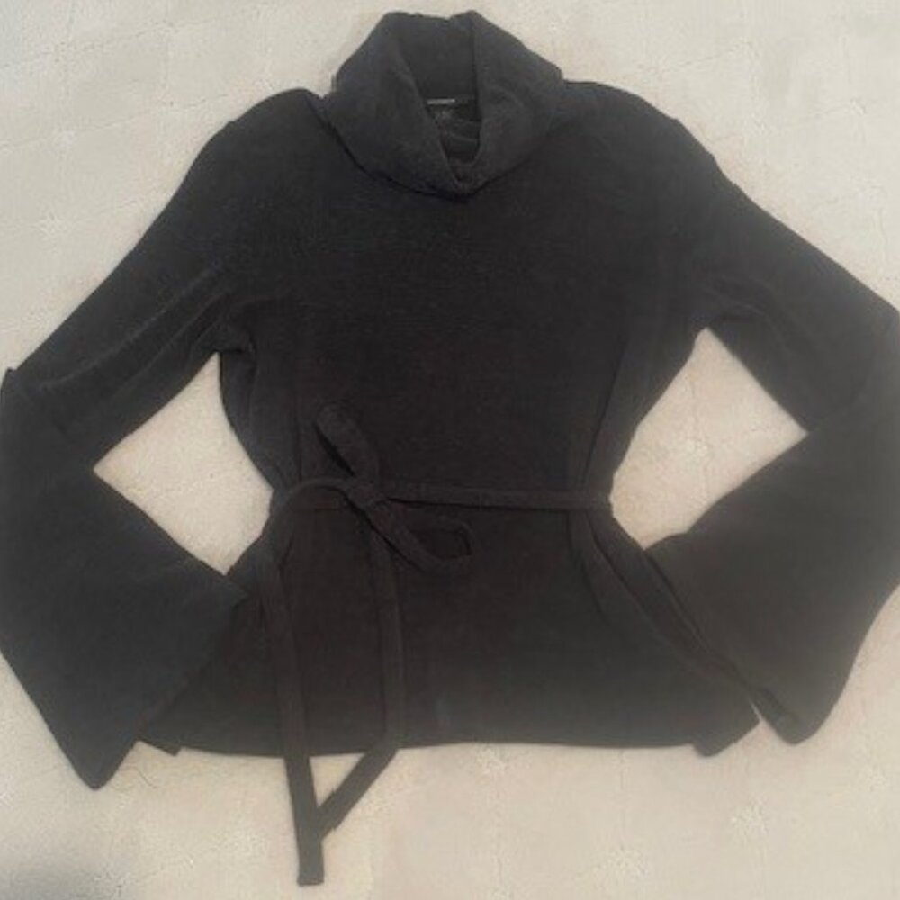 Express Heather Gray Cowl Neck Sweater with Belt – LARGE